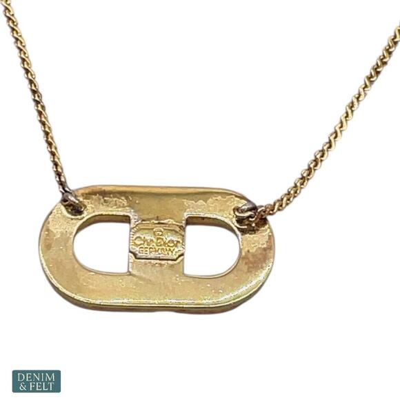 Christian Dior Vintage Gold-Plated CD Pendant Necklace Germany Women’s - Picture 3 of 6